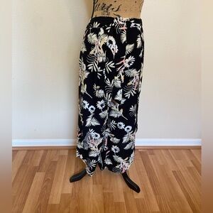 Tropical Print Split Leg Palazzo Pants